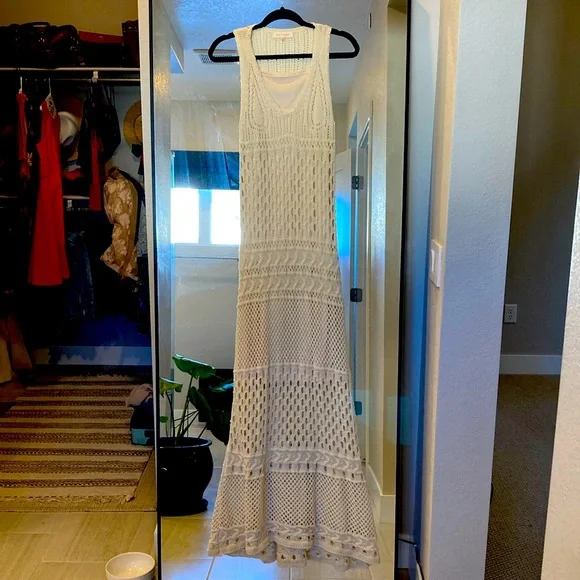 chinese dress ladies 60s Ivory Pink Crocheted Maxi Dress – The Hip Zipper Nashville